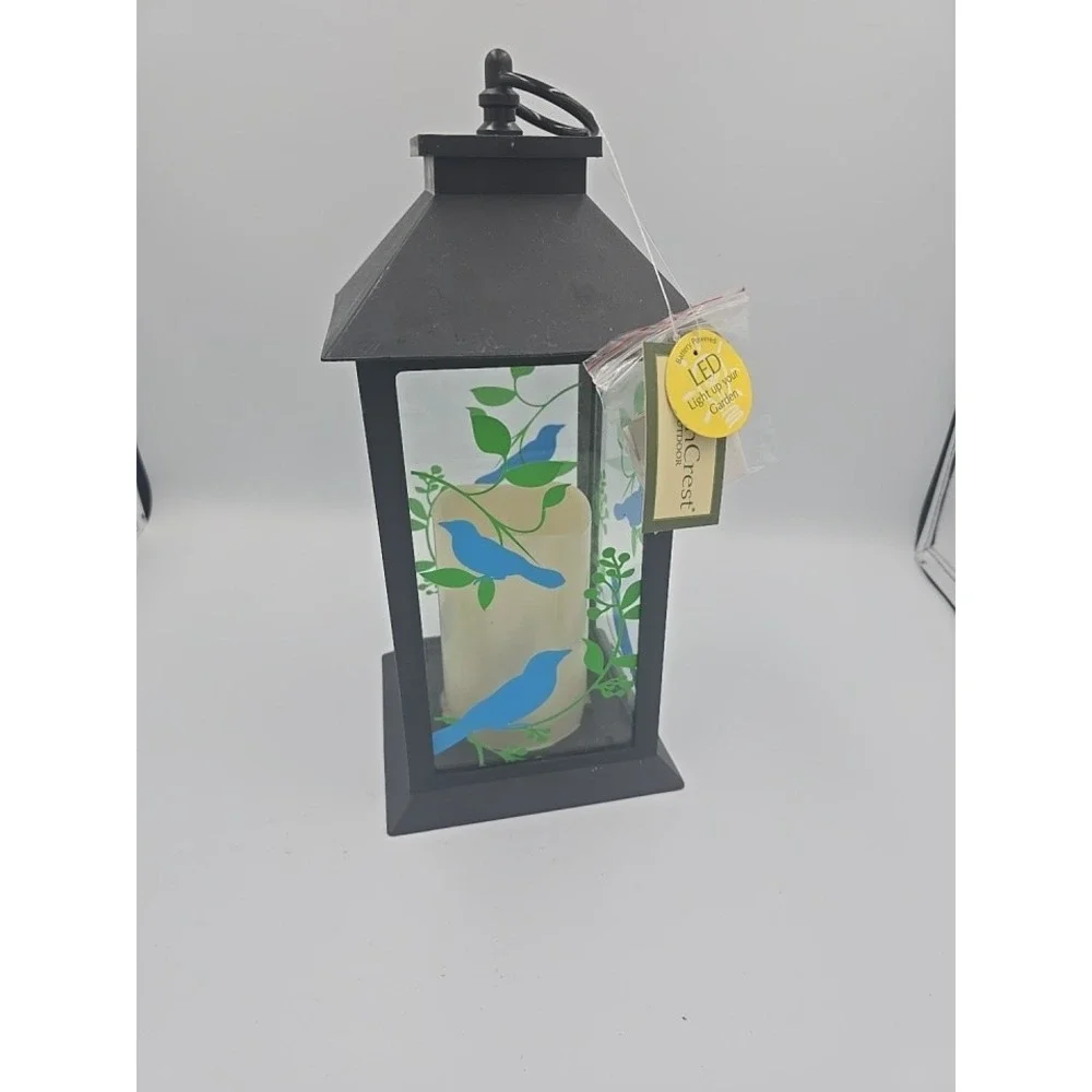 New Birds Light‎ Up Candle Lantern Memorial Night Light Porch Deck